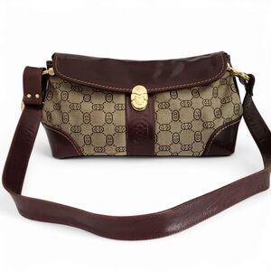 MARINO ORLANDI Vintage Italian Leather Monogram Shoulder Bag - brown